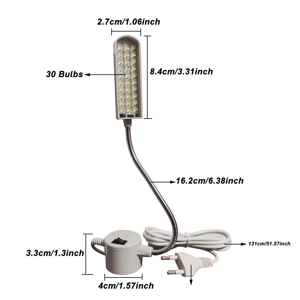 Sewing machine light AC220V European Standard Sewing machine magnet LED light DIY lamp Bedhead reading light 30 LED beads thumbnail 5