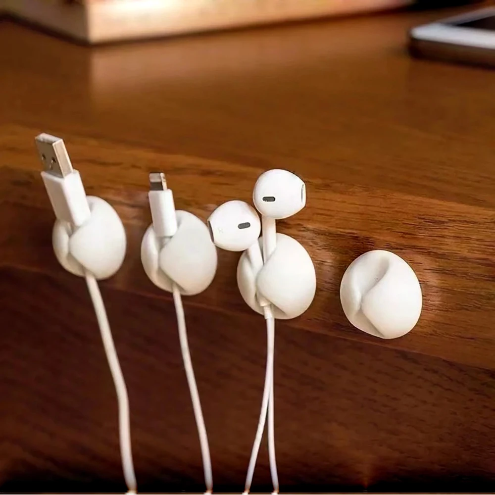 1-3-6pcs Cable Clips Organizer for Phone Charging Cable, Cable Holder for Computer, USB Cable, Mouse, Headphone Cable - White thumbnail 3