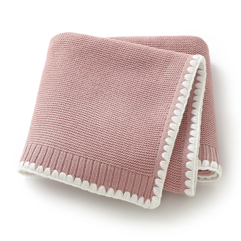 Solid Baby Receiving Blankets for Girl & Boy 90*70cm Knitting Newborn Netural Dual-Use Crib Nap Bedding Sheets Children Cellular thumbnail 2