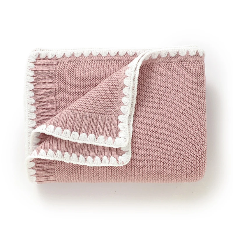 Solid Baby Receiving Blankets for Girl & Boy 90*70cm Knitting Newborn Netural Dual-Use Crib Nap Bedding Sheets Children Cellular thumbnail 4