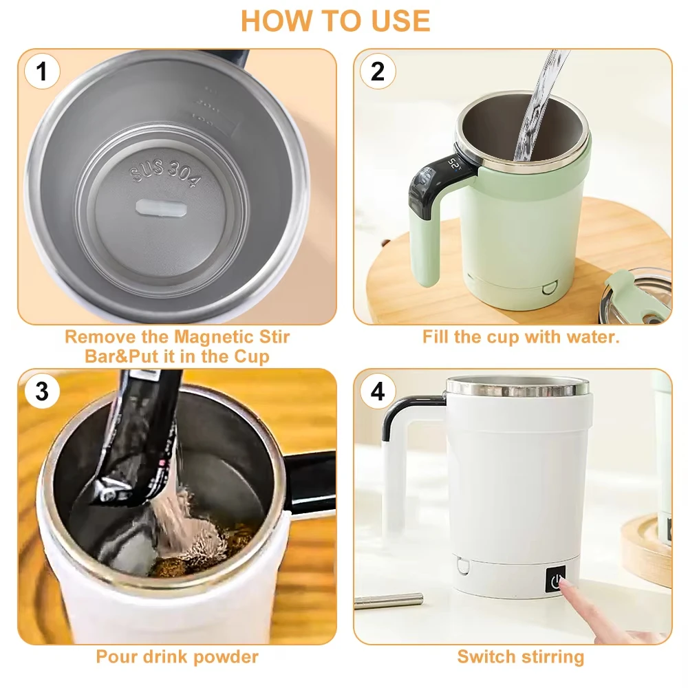 Detachable Automatic Mixing Coffee Cup Intelligent Temperature Measuring Rechargeable Mug Suitable for Office/Kitchen/Travel thumbnail 6