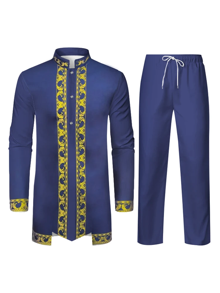 Middle East Traditional Culture Muslim Robe Arab Men's Traditional Clothing 3D Technology Printed Pattern Two Piece Set Clothing thumbnail 6