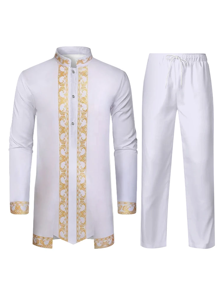 Middle East Traditional Culture Muslim Robe Arab Men's Traditional Clothing 3D Technology Printed Pattern Two Piece Set Clothing thumbnail 5