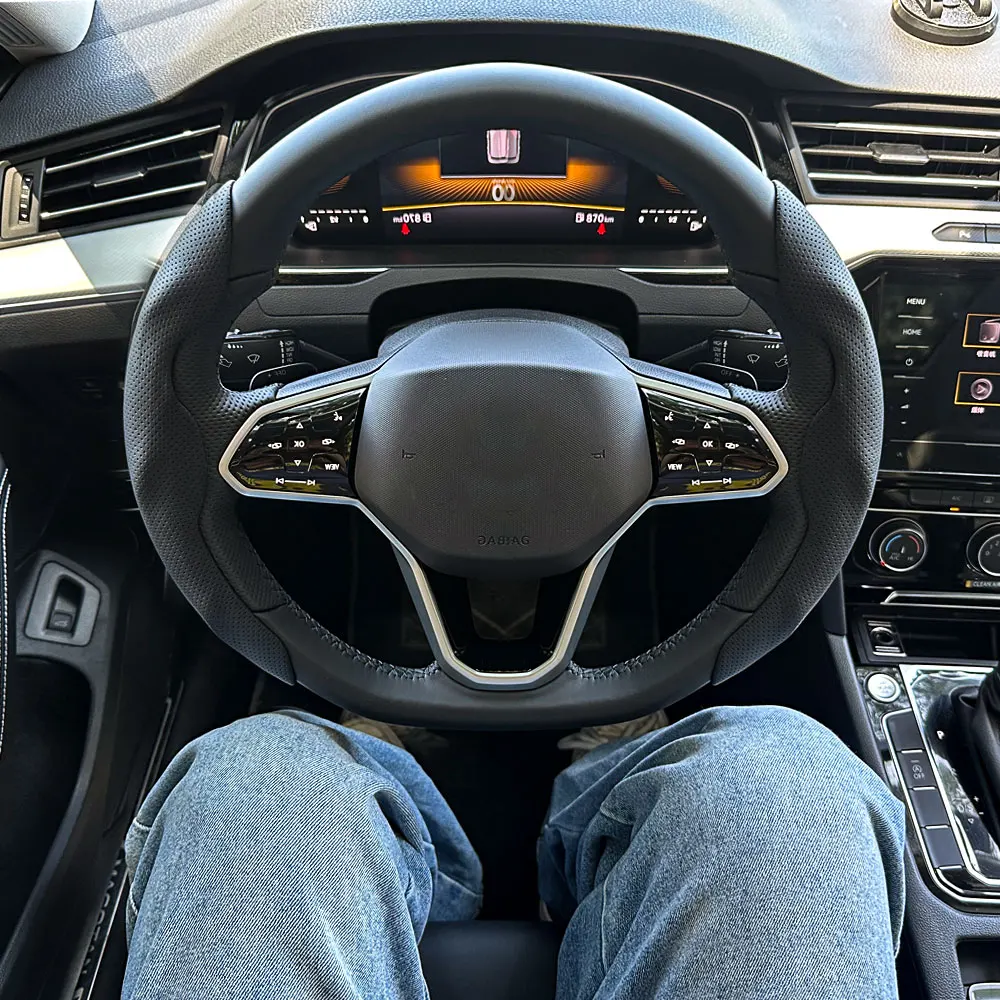 2PCS Universal Round Car Steering Wheel Cover Winter Fur Warm Carbon Fiber Leather Anti-slip Protective Case luxury Accessories thumbnail 5
