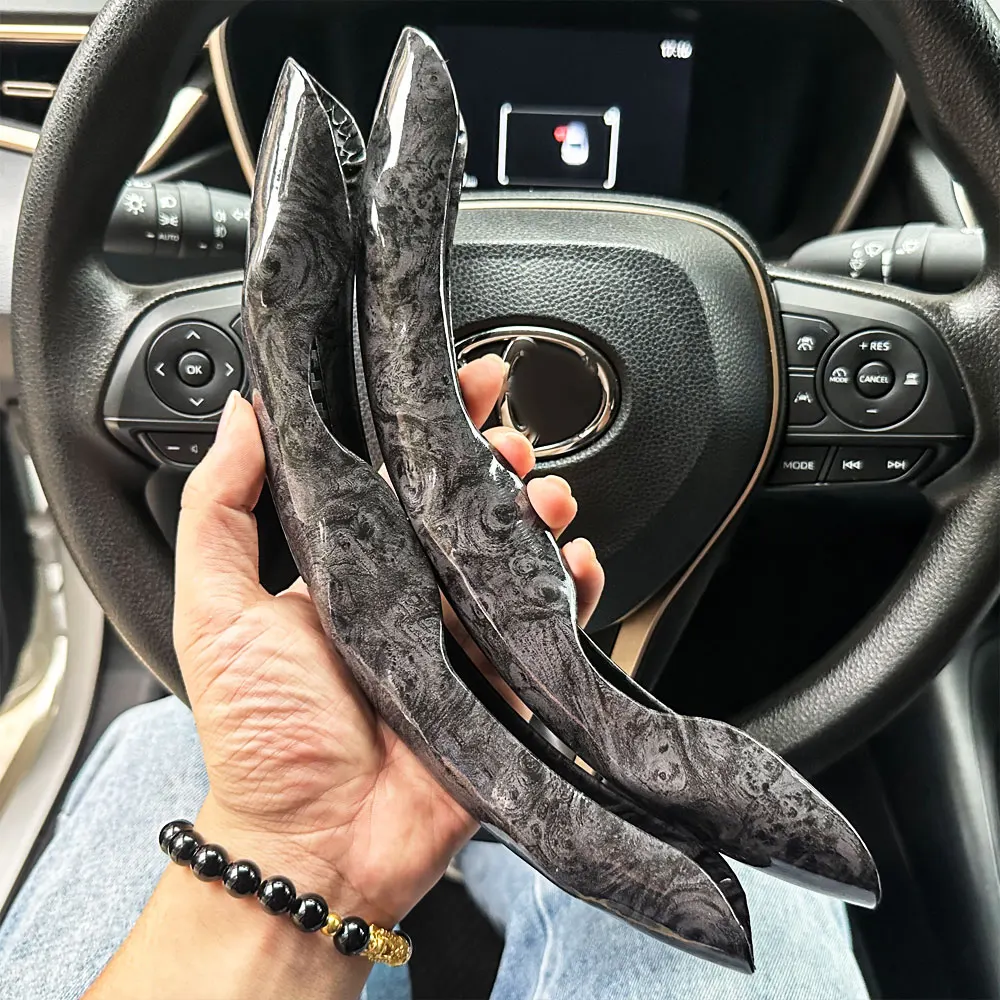 2PCS Universal Round Car Steering Wheel Cover Winter Fur Warm Carbon Fiber Leather Anti-slip Protective Case luxury Accessories thumbnail 2