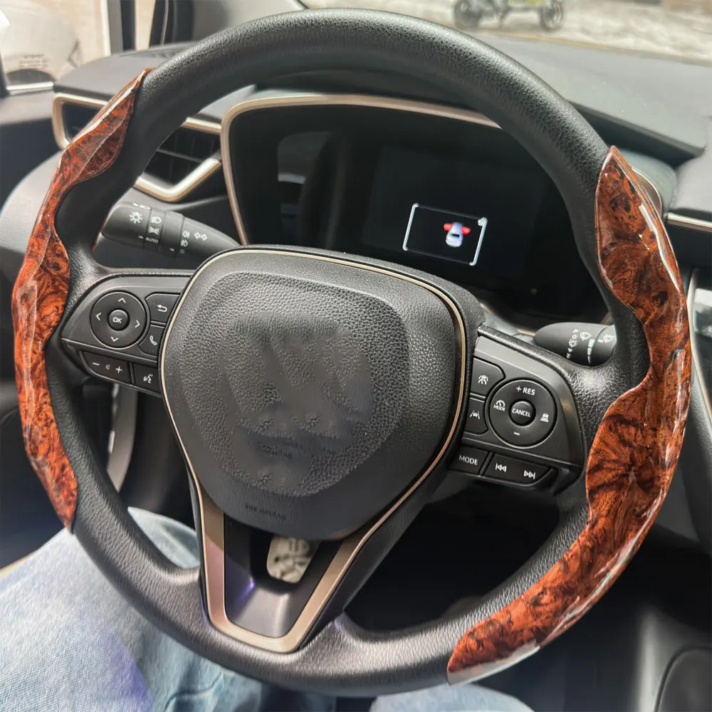 2PCS Universal Round Car Steering Wheel Cover Winter Fur Warm Carbon Fiber Leather Anti-slip Protective Case luxury Accessories thumbnail 3