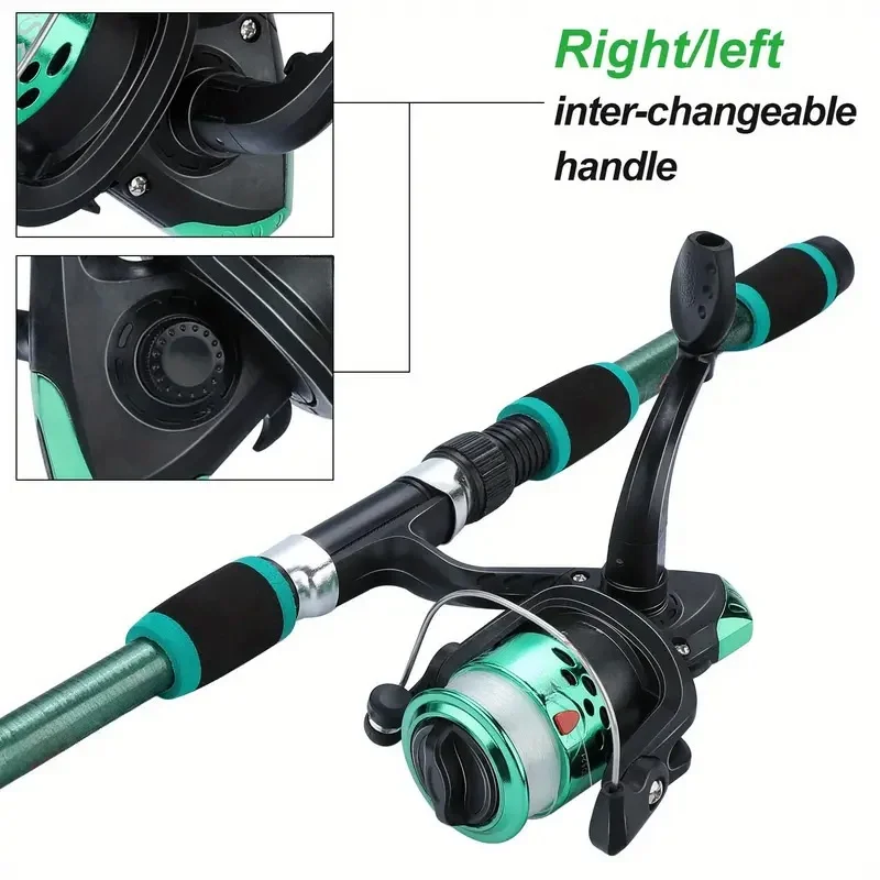 Fishing Pole Set Full Kits With Telescopic Fishing Rod And Spinning Reel Baits Hooks Travel Pole Set thumbnail 4