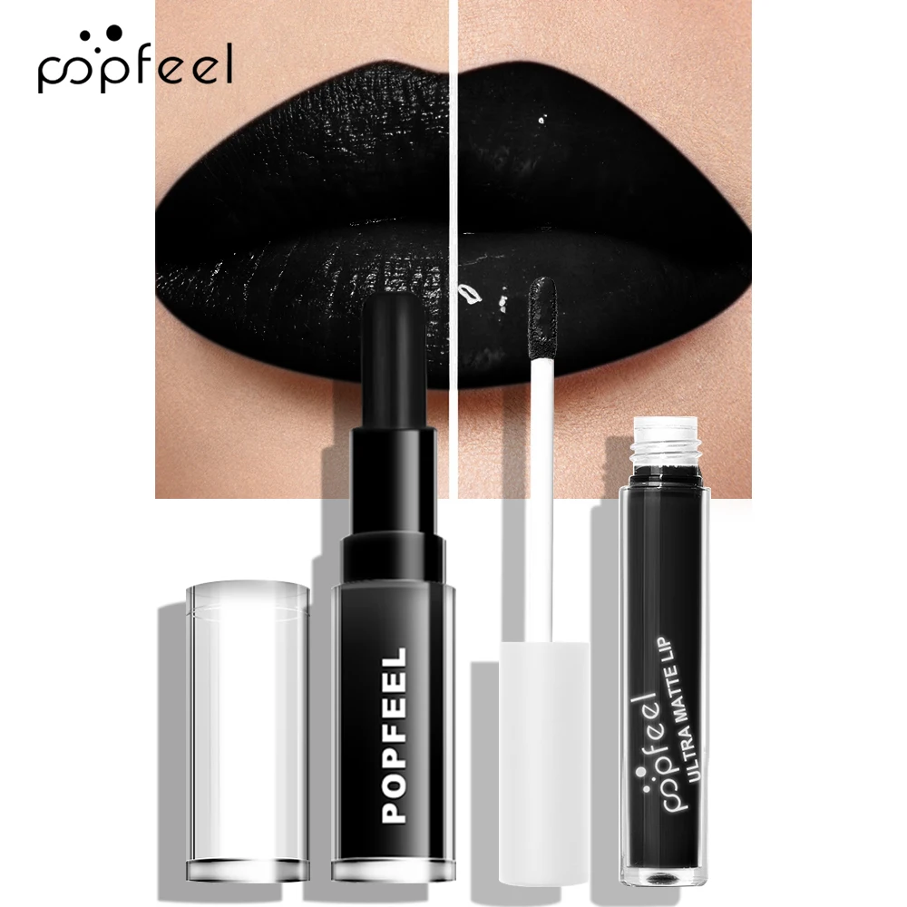 POPFEEL Hallowmas Lip Makeup Kit Black Lip Stick Black Lip Gloss Matte Lip Stick Long Lasting thumbnail 4