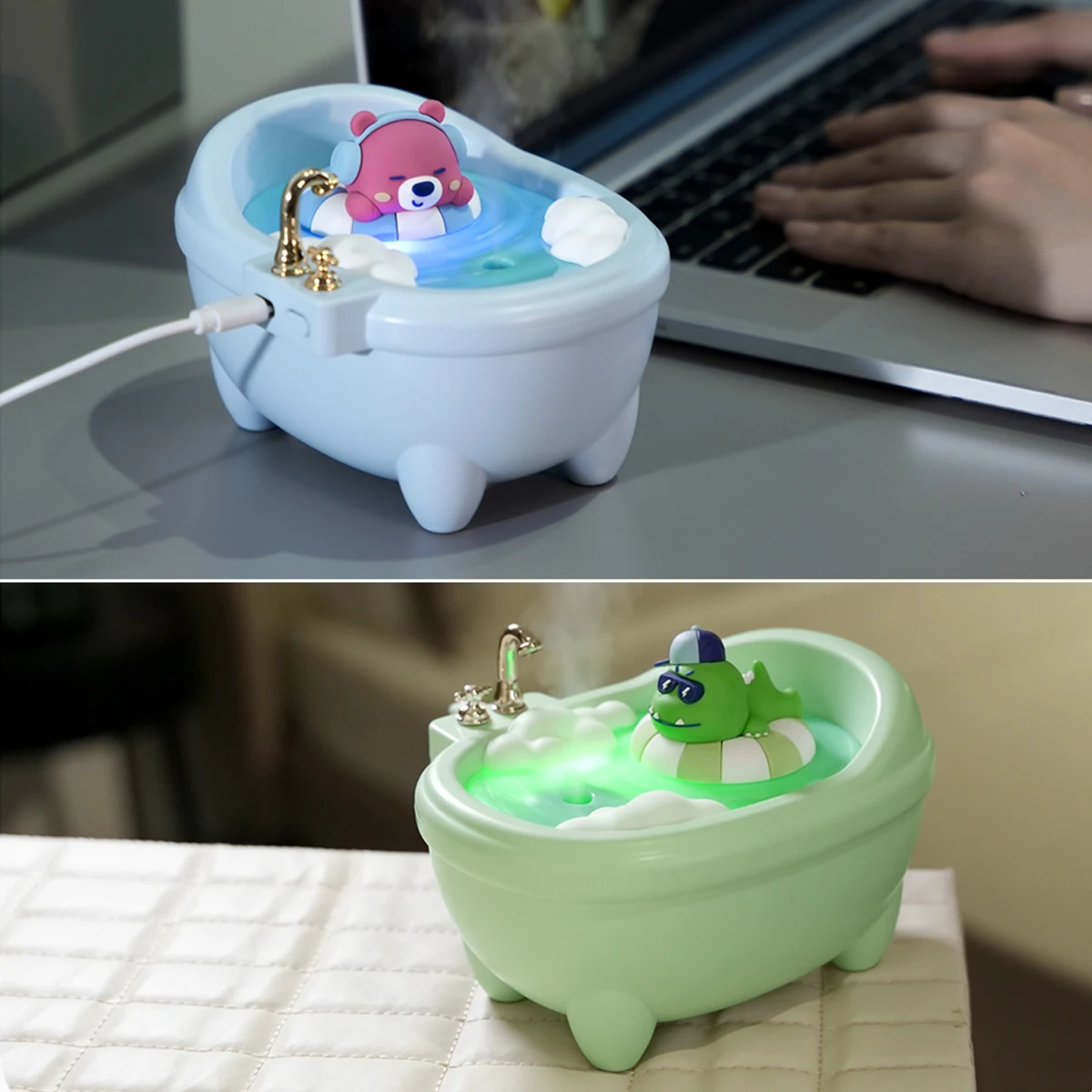 Tub Air Humidifier with Small Spray Hydration, Silent USB Aromatherapy Diffuser for Bedroom, Desktop, Car, Home, and Office Use thumbnail 6