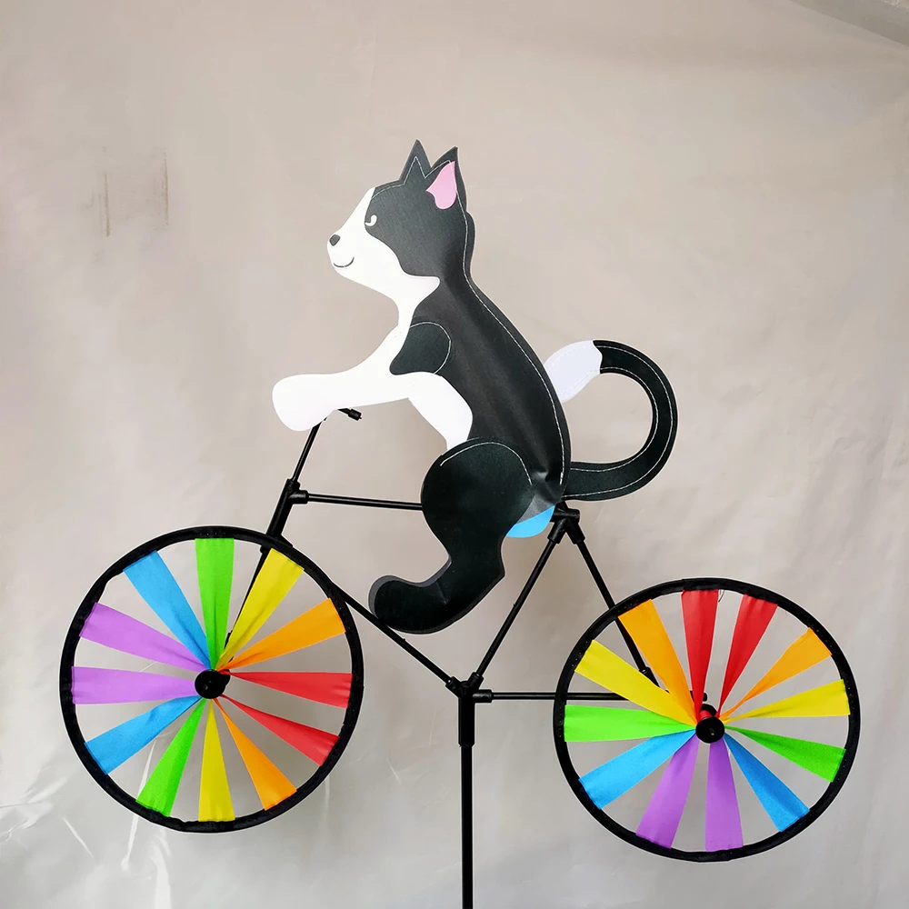 Animal Riding Three-dimensional Cartoon Modelling Windmill Creative Bicycle Wind Spinners Standing Pole Garden Yard Decoration thumbnail 4