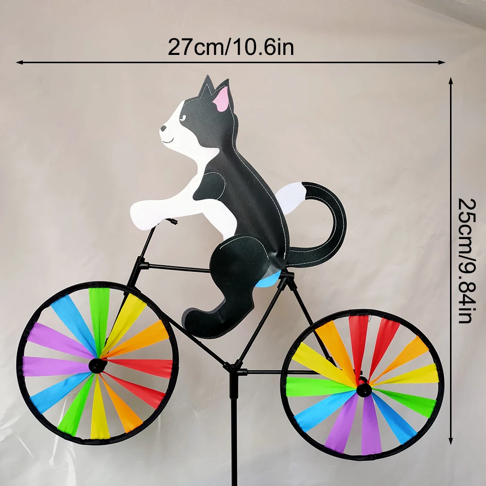 Animal Riding Three-dimensional Cartoon Modelling Windmill Creative Bicycle Wind Spinners Standing Pole Garden Yard Decoration thumbnail 6
