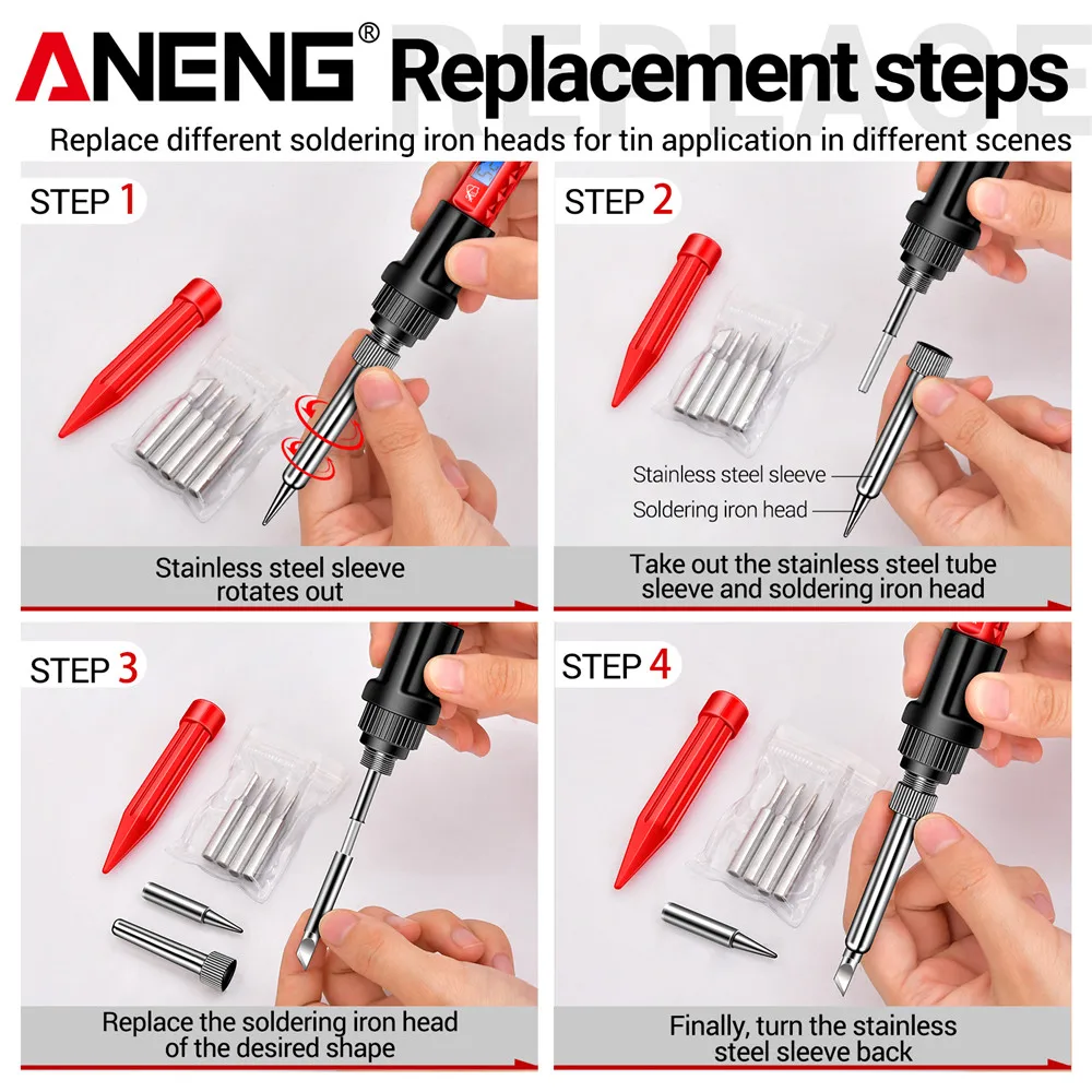 ANENG SL106 Electric Soldering Iron 110V/220V Adjustable Temperature Welding Solder US/EU Plug Professional Welding Tool thumbnail 4