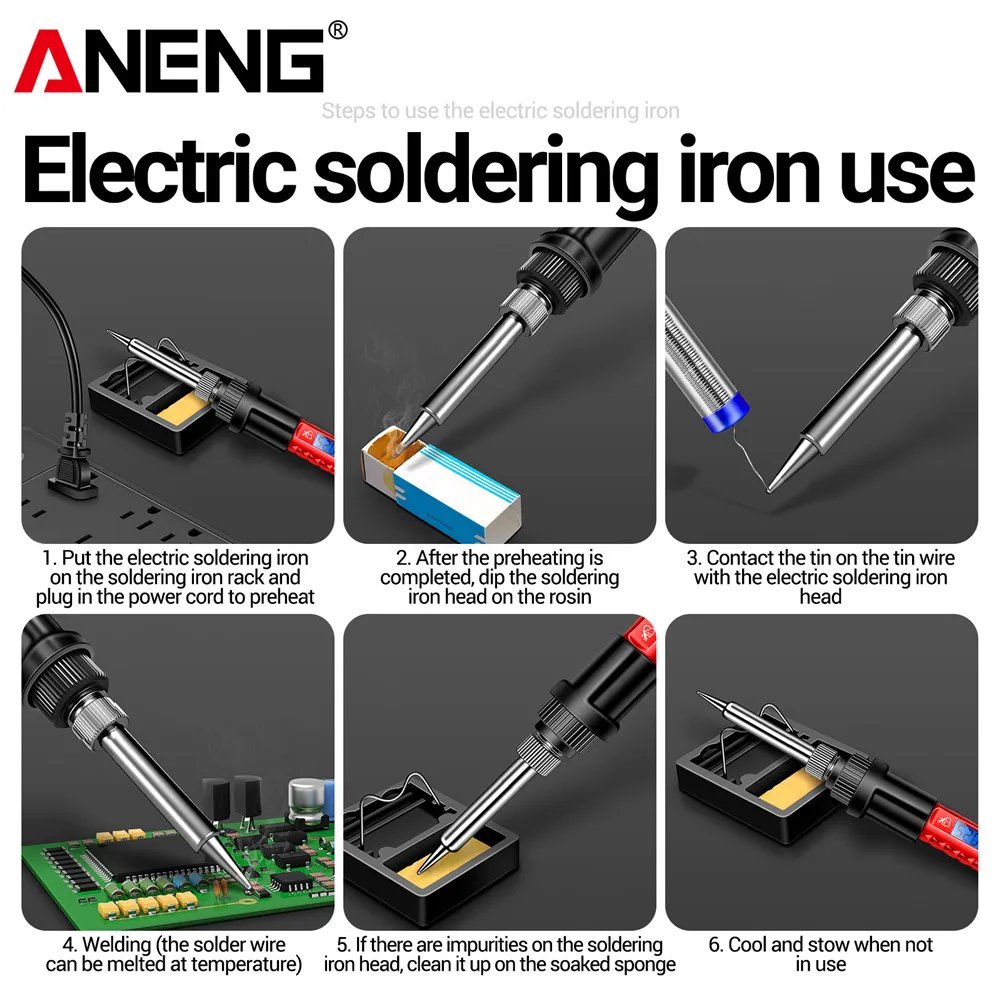 ANENG SL106 Electric Soldering Iron 110V/220V Adjustable Temperature Welding Solder US/EU Plug Professional Welding Tool thumbnail 5