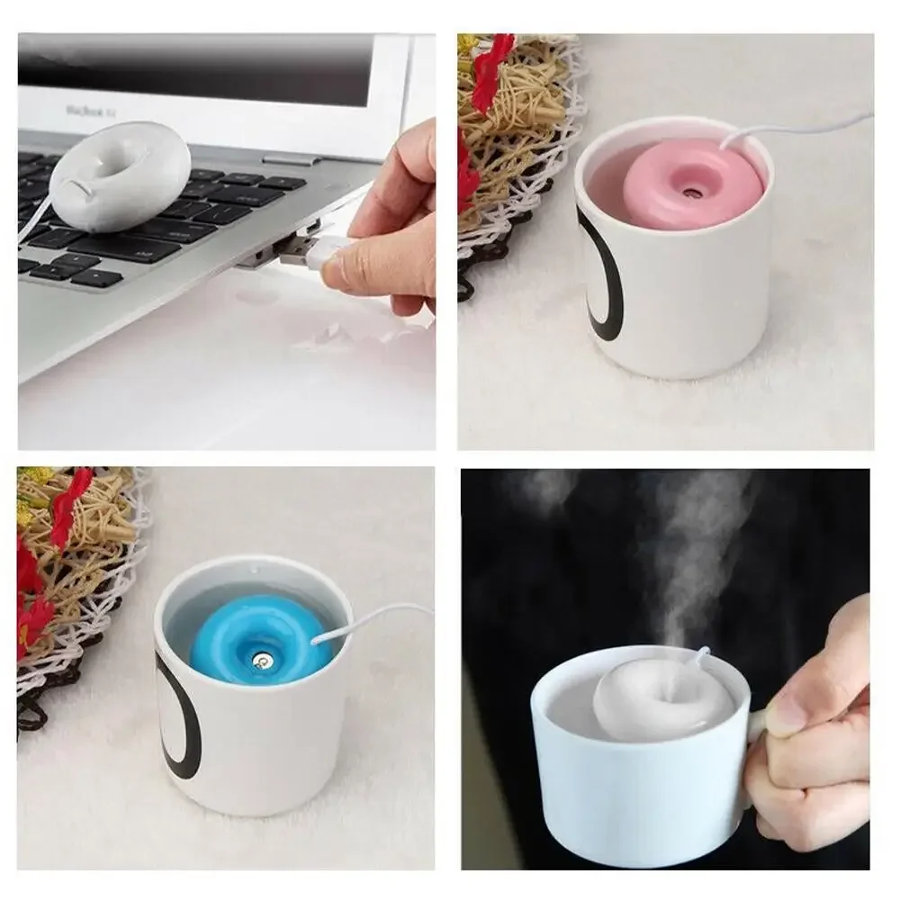 Mini Donut Negative Ion Humidifier USB Round Household Air Purifier for Home Office Desktop Donut Steam Diffuser Mini Sprayer thumbnail 4