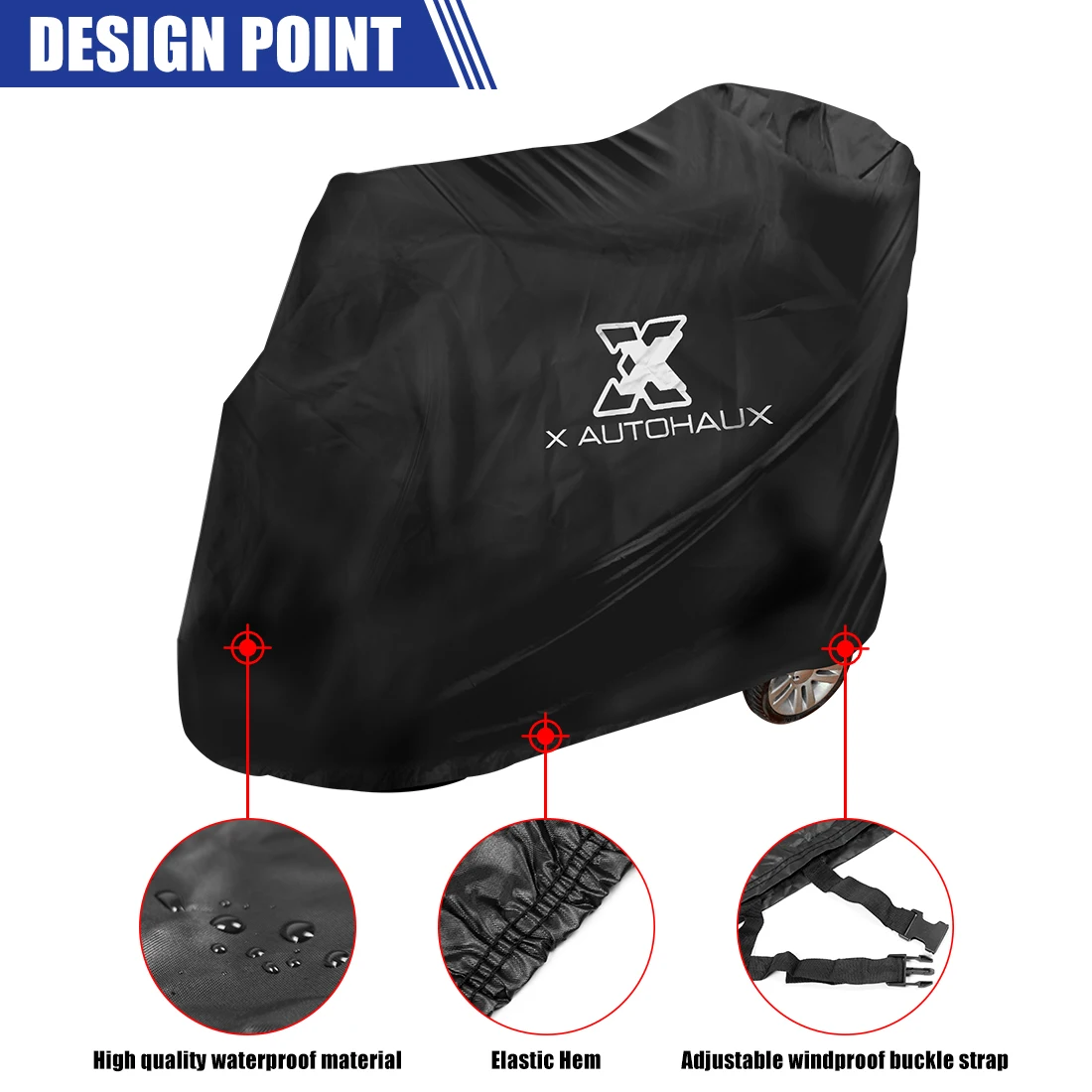 X AUTOHAUX Motorbike Mobility Scooter Cover Dustproof Waterproof Rain Protection 210D Oxford 183x76x158cm 170x61x117cm thumbnail 5