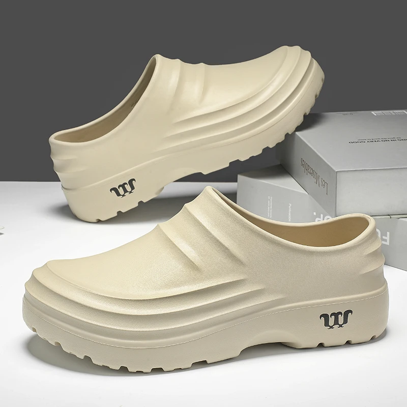 New Men's Anti-slip Chef Shoes Sandals For Men Working shoes waterproof fashion Garden Shoes Clogs For Beach Slippers Size 36-48 thumbnail 2