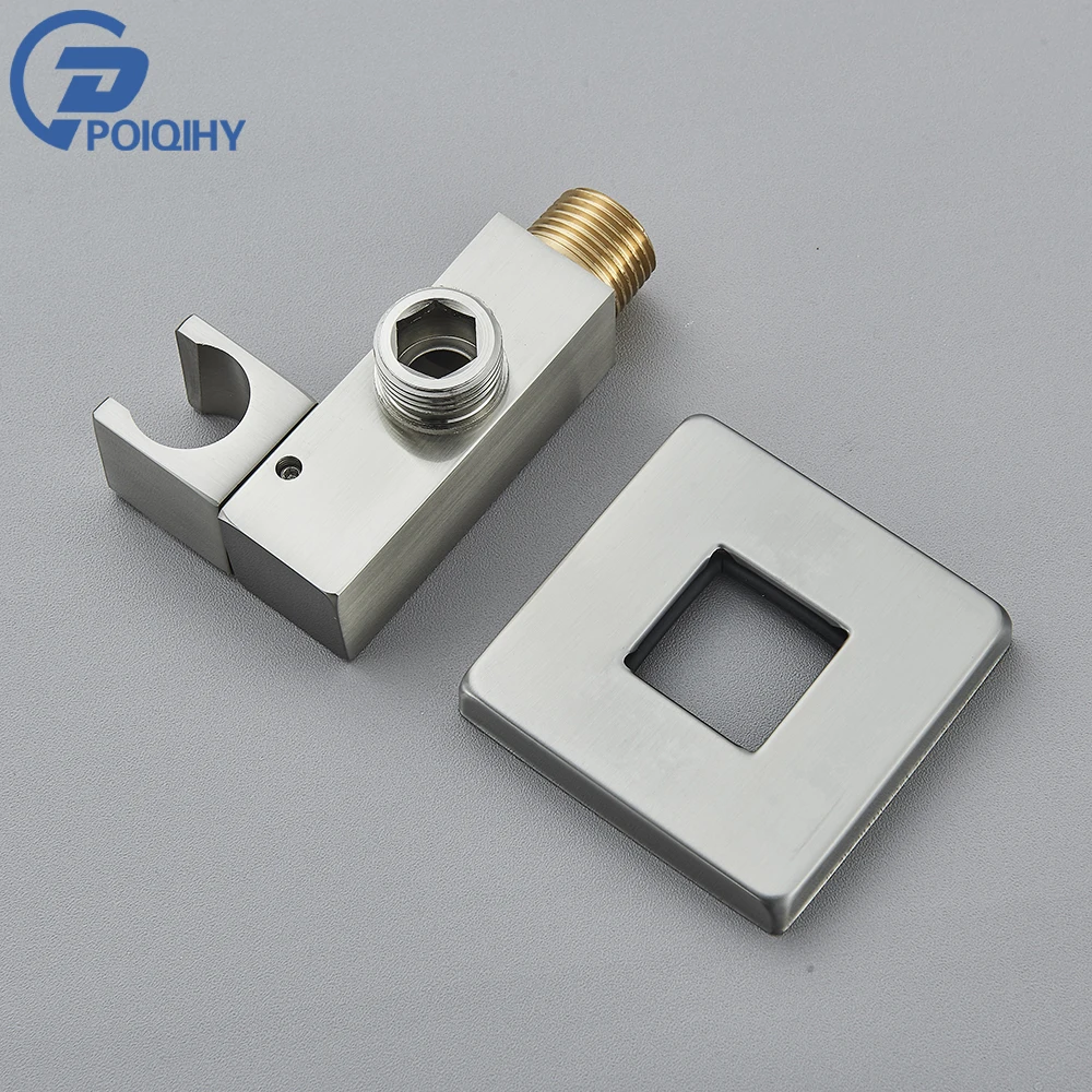 Poiqihy Chrome Shower Head Holder Handheld Shower Spray Bracket Wall Mounted Bidet Sprayer Holder Concealed Faucet Accessory thumbnail 5