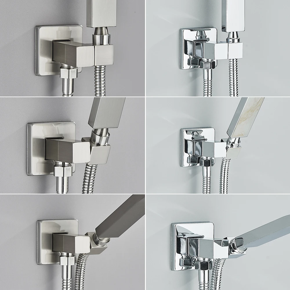 Poiqihy Chrome Shower Head Holder Handheld Shower Spray Bracket Wall Mounted Bidet Sprayer Holder Concealed Faucet Accessory thumbnail 3