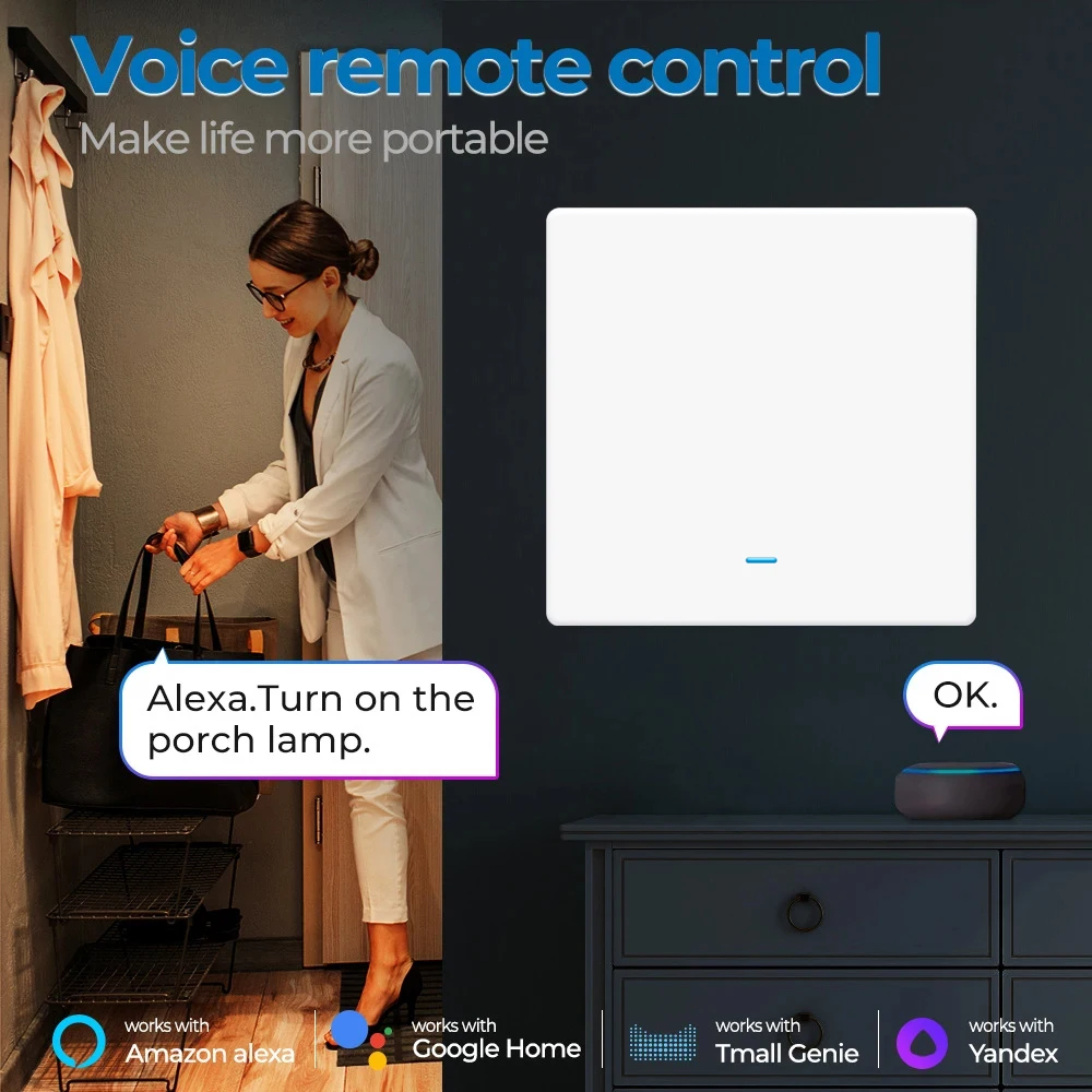 Tuya Zigbee EU UK Smart Light Switch Push Button No/With Neutral Wire Switch Smart Life Via Alexa Google Home Yandex Alice thumbnail 3