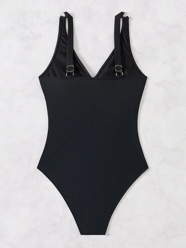Vigoashely 2026 Sexy Strapped Swimwear Women Solid Push Up One Piece Swimsuit Backless Lady Monokini Beach Summer Bathing Suit thumbnail 5