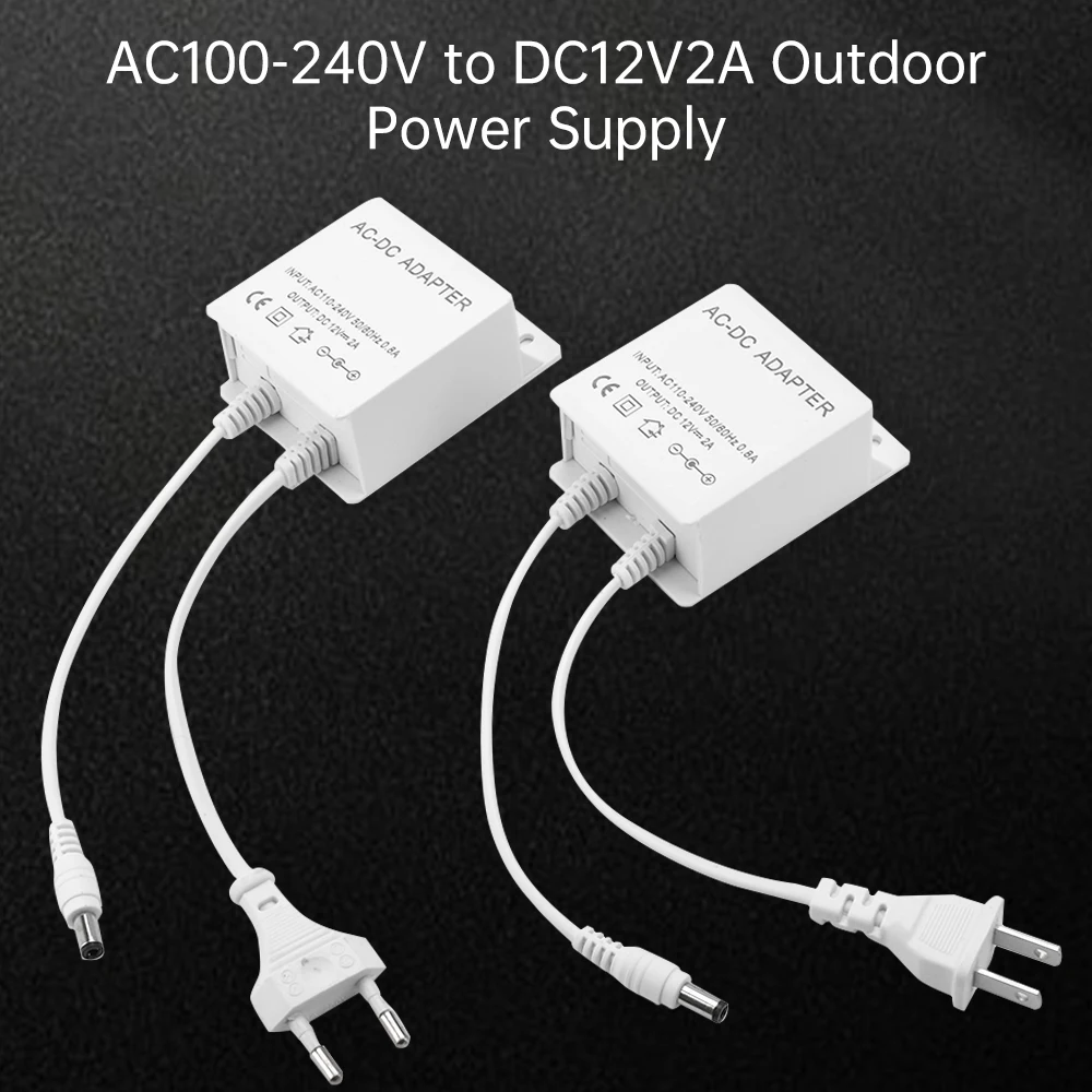 DC12V 2A EU Plug Adapter Security Outdoor Power LED Waterproof Dual Wire Electric Surveillance Camera Power Adapter AC100-240V thumbnail 2