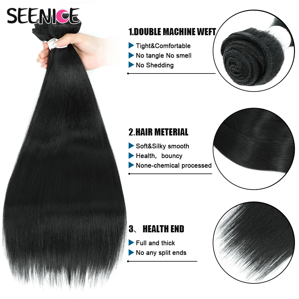 Bone Straight Hair Extensions Ombre Blonde Fake Hair Bundles Super Long Hair Synthetic 22-40 Inch Straight Hair Full to End thumbnail 6