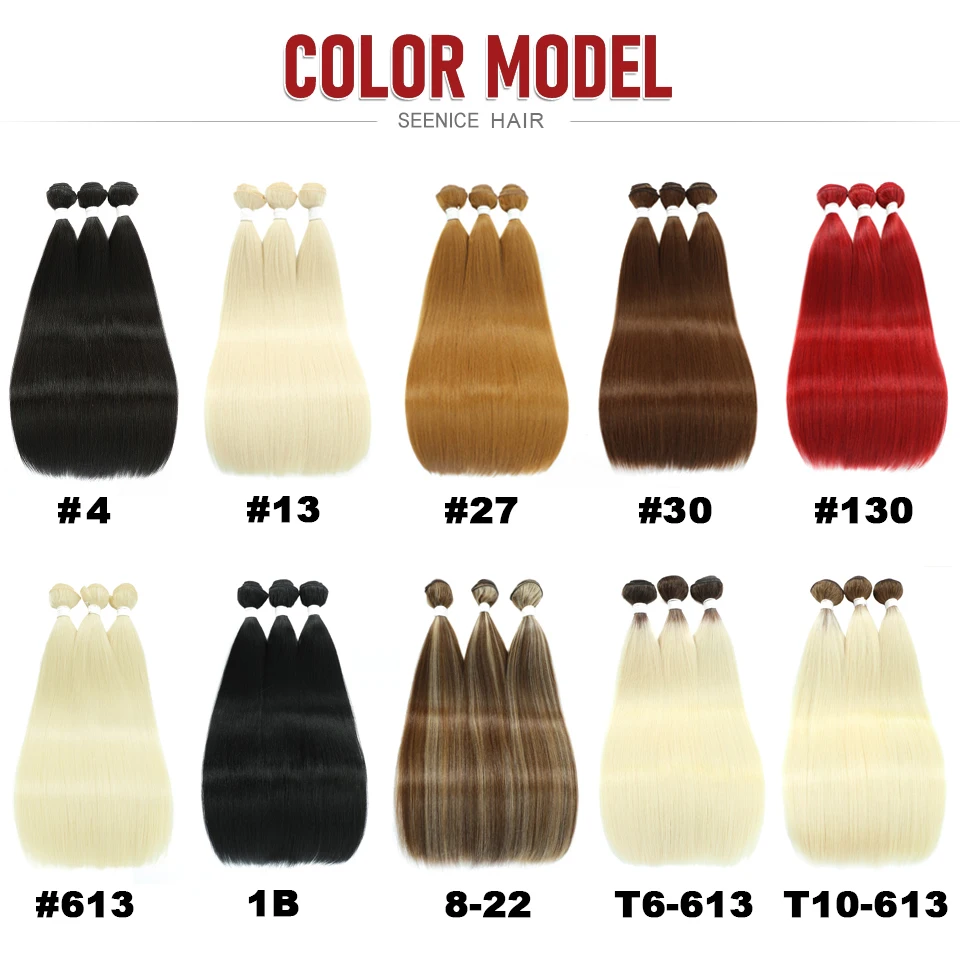 Bone Straight Hair Extensions Ombre Blonde Fake Hair Bundles Super Long Hair Synthetic 22-40 Inch Straight Hair Full to End thumbnail 3
