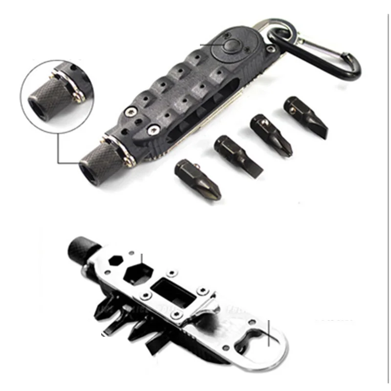 Mini Portable Multifunctional Screwdriver Stainless Steel Pocket Keychain Tools Outdoor Camping travel EDC Survival Equipment thumbnail 2