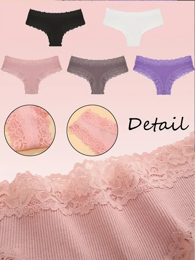 3Pcs/set Women Cotton Lace Panties Floral Intimate Underwear Trendy Patchwork Lace Briefs Female Soft Underpants Lingerie S-XL thumbnail 4