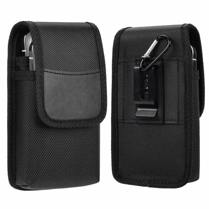Universal phone bag under 7.5 inches Nylon Dual Pocket Cell Phone Belt Pouch Case Men's Outdoor bag for iPhone Samsung Xiaomi thumbnail 2