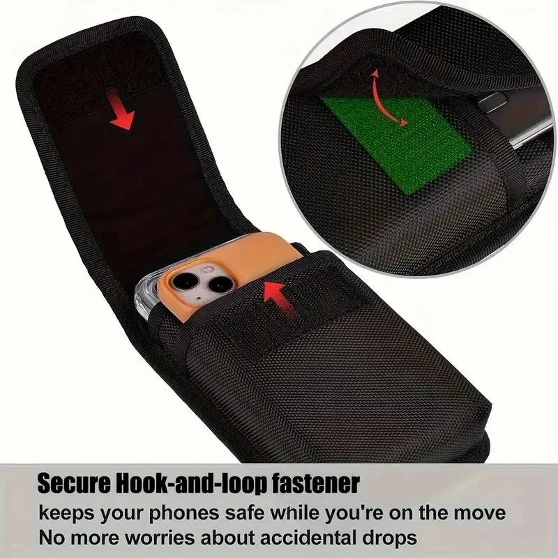 Universal phone bag under 7.5 inches Nylon Dual Pocket Cell Phone Belt Pouch Case Men's Outdoor bag for iPhone Samsung Xiaomi thumbnail 5