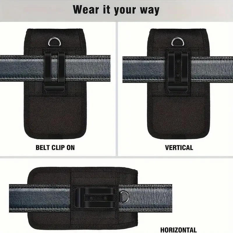 Universal phone bag under 7.5 inches Nylon Dual Pocket Cell Phone Belt Pouch Case Men's Outdoor bag for iPhone Samsung Xiaomi thumbnail 6