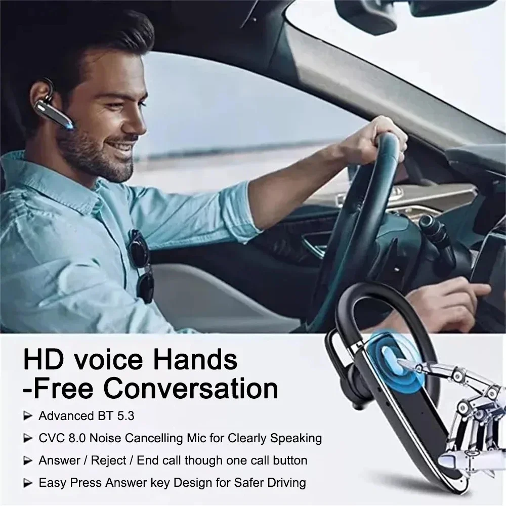 Wireless Bluetooth Headphones With Microphon Earphone ENC Noise Cancelling Handsfree Talking Headset Busines Auriculares Driving thumbnail 6