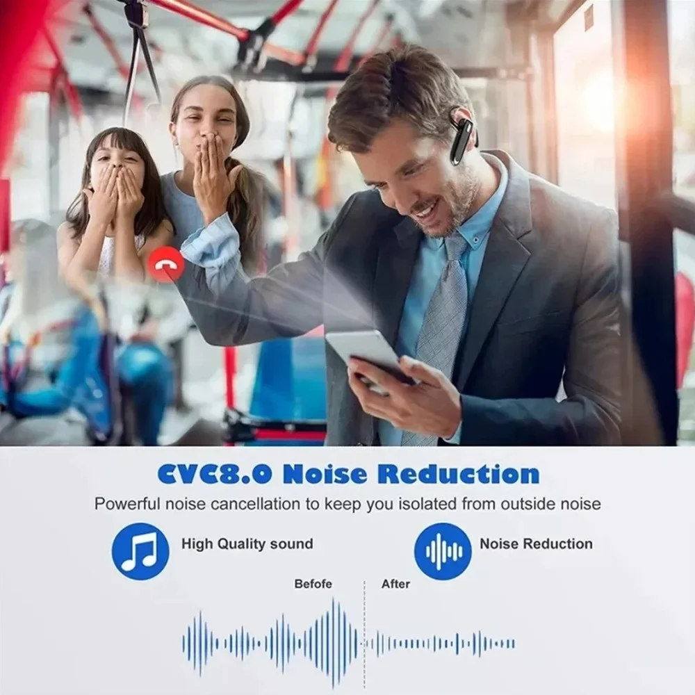 Wireless Bluetooth Headphones With Microphon Earphone ENC Noise Cancelling Handsfree Talking Headset Busines Auriculares Driving thumbnail 5