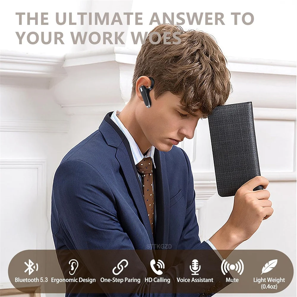 Wireless Bluetooth Headphones With Microphon Earphone ENC Noise Cancelling Handsfree Talking Headset Busines Auriculares Driving thumbnail 2
