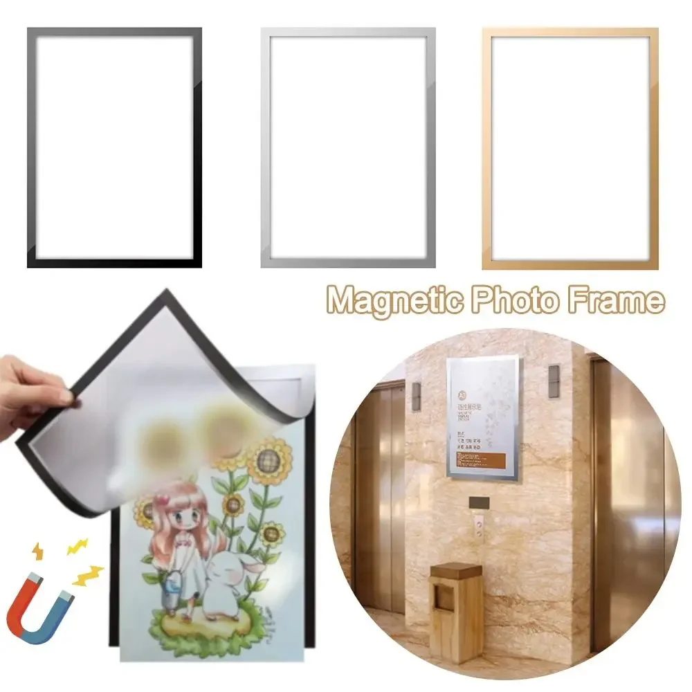 Black Gold Silver Magnetic Photo Frame Diamond Art Frame PVC Black Painting Pictures Certificates Display Frame Home Wall Decor