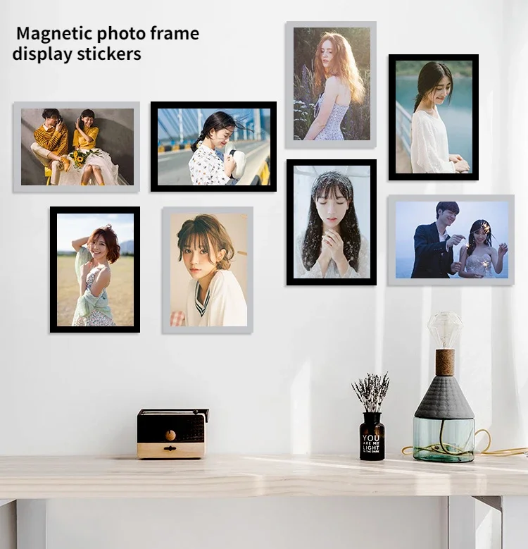 Black Gold Silver Magnetic Photo Frame Diamond Art Frame PVC Black Painting Pictures Certificates Display Frame Home Wall Decor thumbnail 3