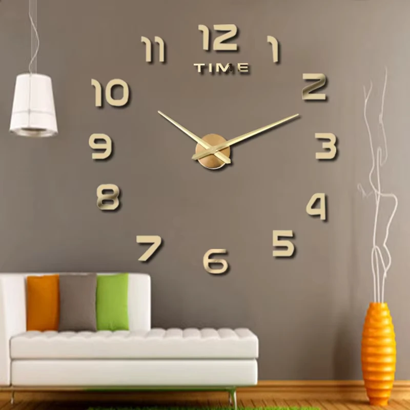 Large 3D DIY Wall Clock Giant Acrylic Mirror Clocks Frameless Big Horloge Home Decoration for Living Room Bedroom Wall Decor thumbnail 5