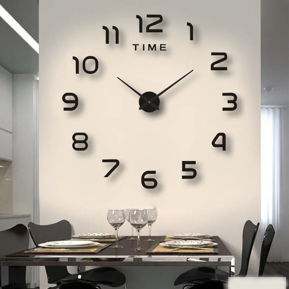 Large 3D DIY Wall Clock Giant Acrylic Mirror Clocks Frameless Big Horloge Home Decoration for Living Room Bedroom Wall Decor thumbnail 2
