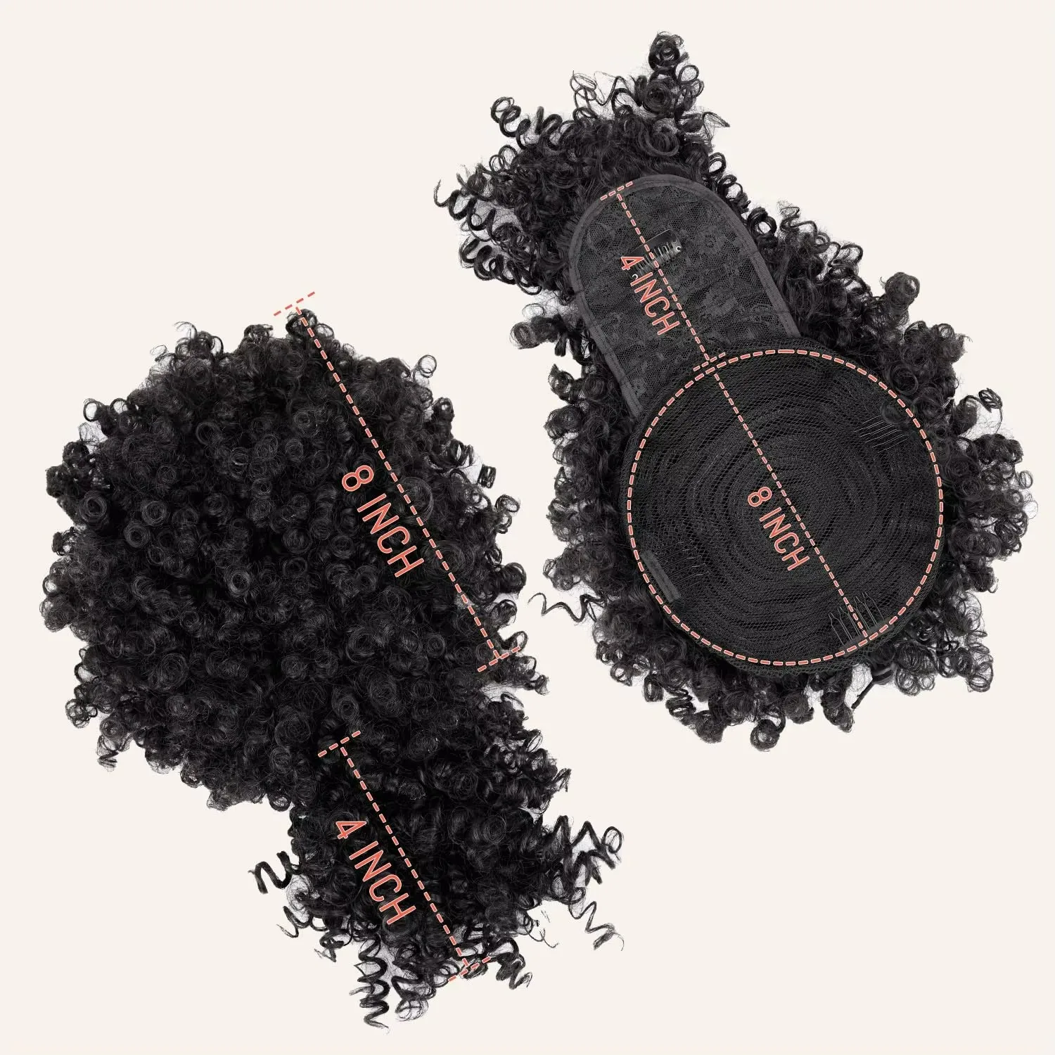 Synthetic Afro Puff Drawstring Ponytail with Bangs Short Afro Kinky Curly Ponytail Extension Updo Hairpiece Ponytail Bun thumbnail 3