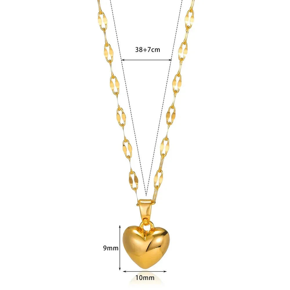 Stainless Steel Love Heart Necklace For Women 2025 New Trendy Lip Chain Simple Luxury Love Pendant Necklace Jewelry Gift thumbnail 6