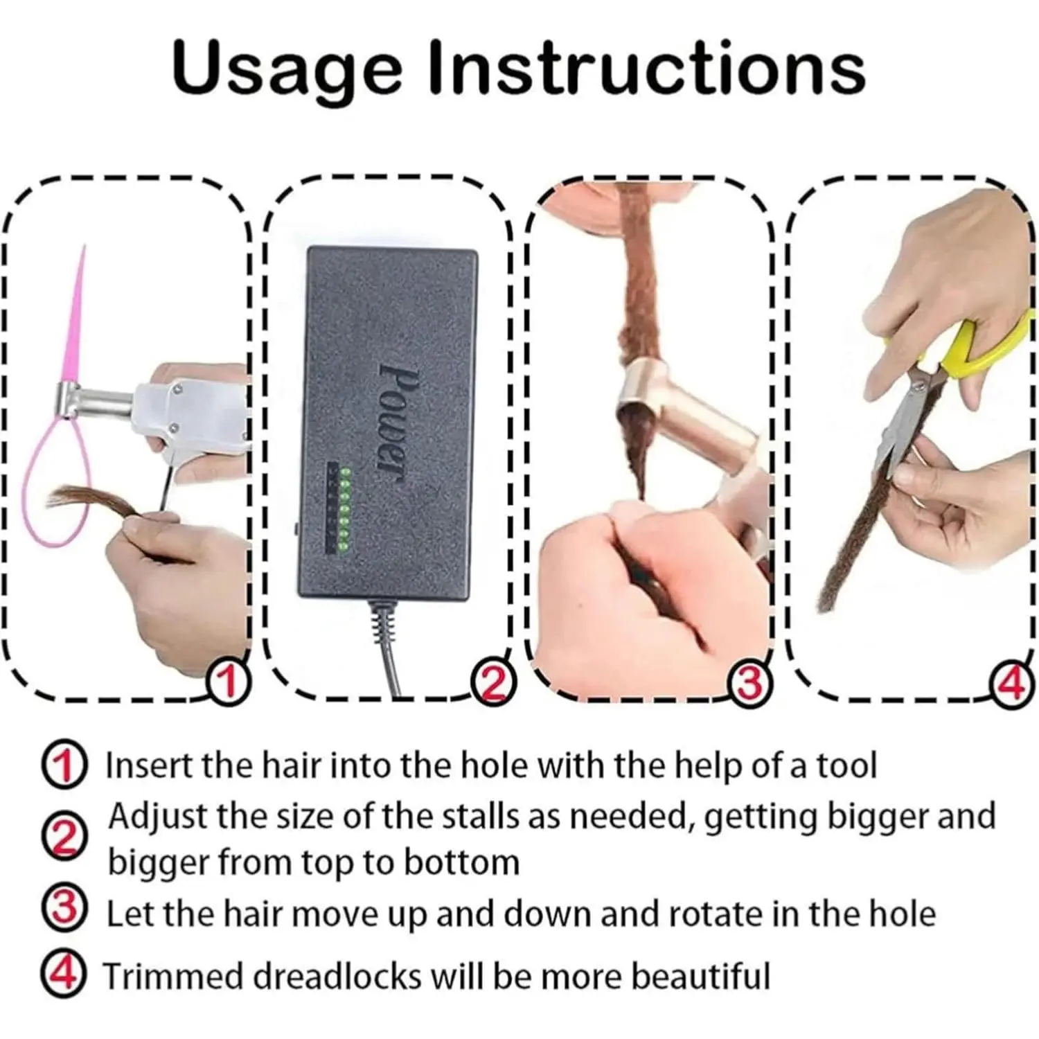Dreadlock Crochet Braids Hair Making Machine with 20 Automatic Needles - Electric Portable DIY Dreadlocks Maker for Extensions thumbnail 3
