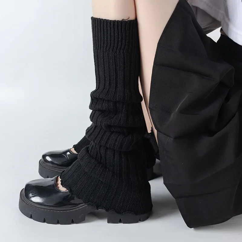 2025 Spring Lolita Leg Warmers Socks Female Knitted Warm Foot Cover Women Warmer Lady Autumn Crochet Heap Heap Socks Boot Cuffs thumbnail 4