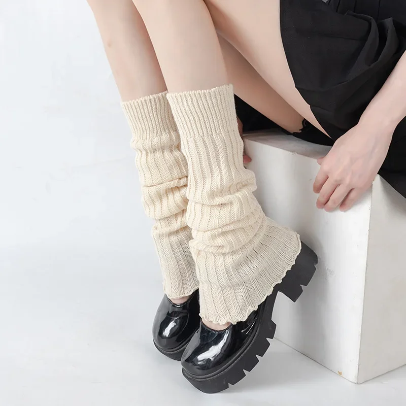 2025 Spring Lolita Leg Warmers Socks Female Knitted Warm Foot Cover Women Warmer Lady Autumn Crochet Heap Heap Socks Boot Cuffs thumbnail 3