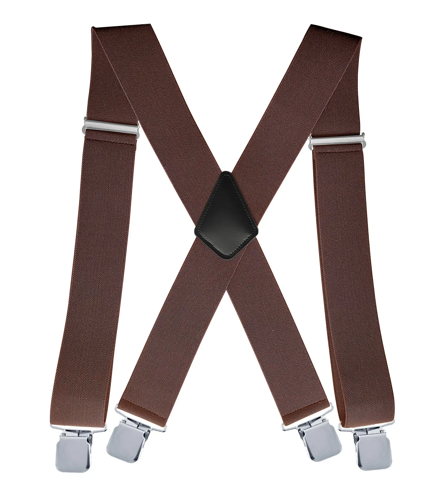 Black Navy Solid Color Suspenders for Men 5cm Width X-Back with 4 Clips Adjustable Elastic Trouser Pants Braces thumbnail 5