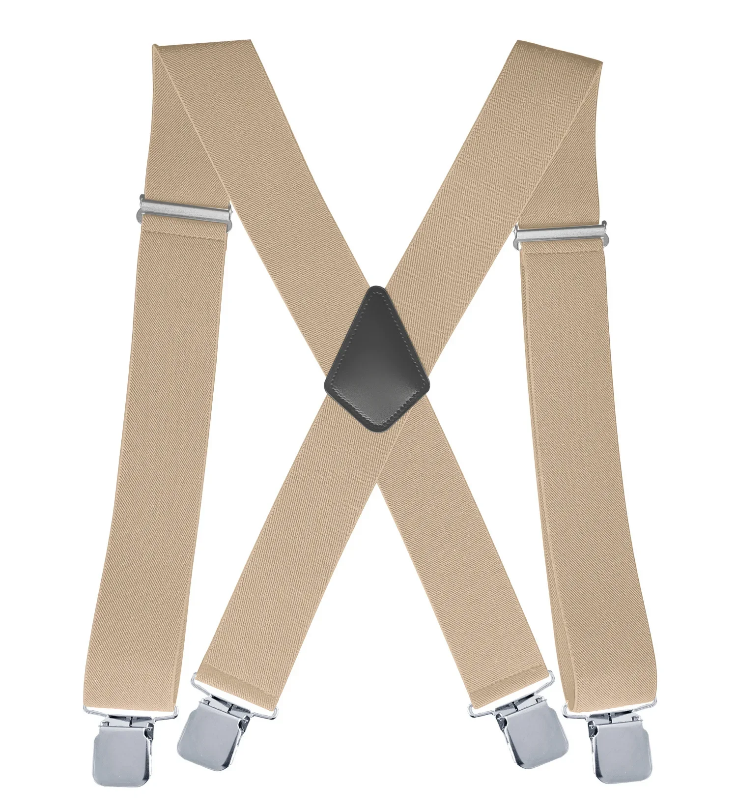 Black Navy Solid Color Suspenders for Men 5cm Width X-Back with 4 Clips Adjustable Elastic Trouser Pants Braces thumbnail 3