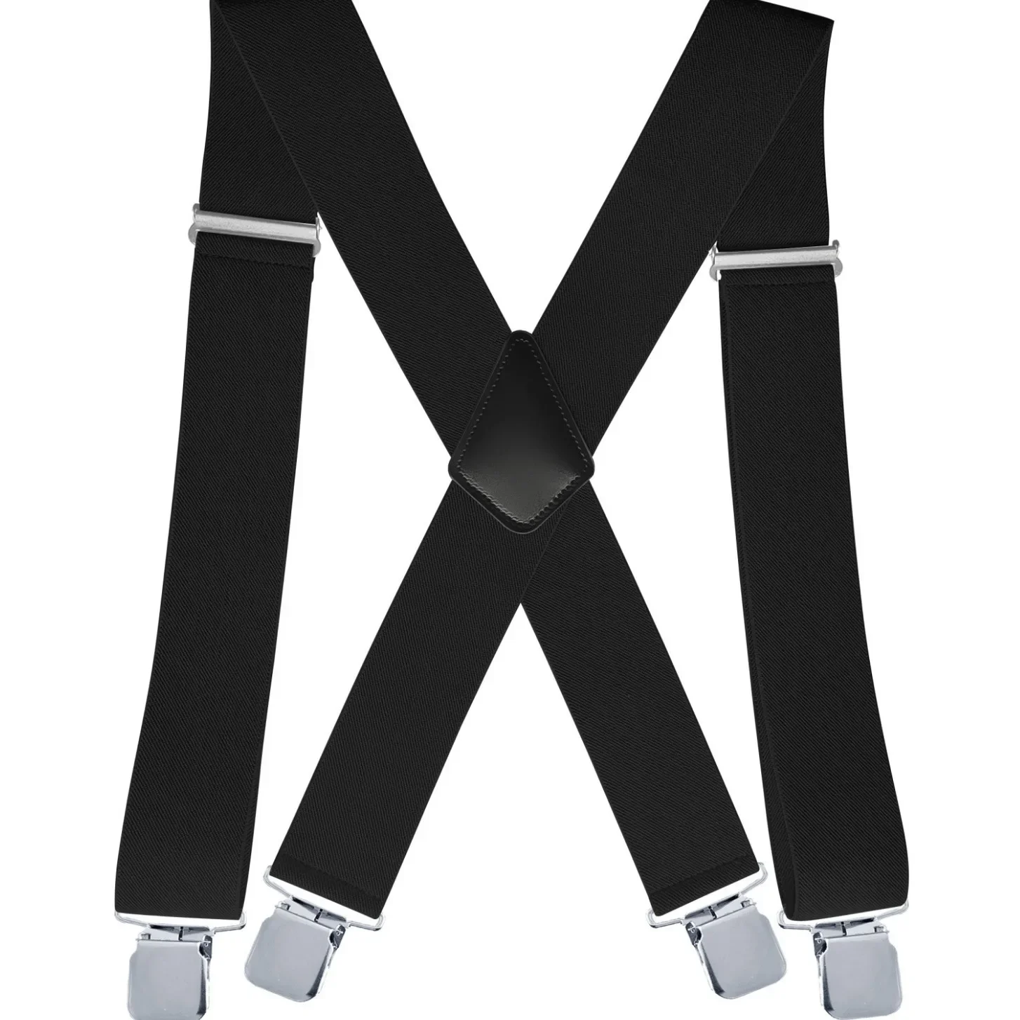 Black Navy Solid Color Suspenders for Men 5cm Width X-Back with 4 Clips Adjustable Elastic Trouser Pants Braces