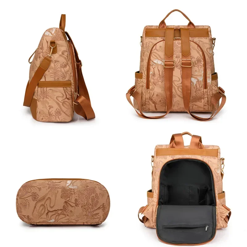 Fashion Color Blocking PU Leather Backpack Multi-function Anti Theft Design Women's backpacks Large Capacity Leisure Travel Bags thumbnail 5