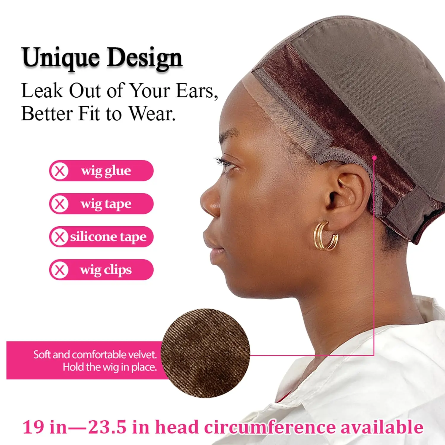 Lace velvet headband mesh hat Stretch wig lace hood for Keeping Wigs in Place thumbnail 3