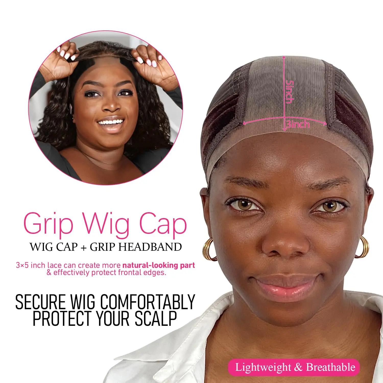Lace velvet headband mesh hat Stretch wig lace hood for Keeping Wigs in Place thumbnail 2
